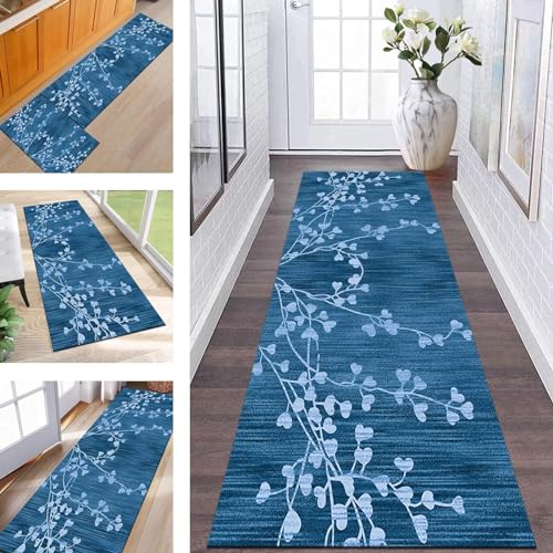 Wassly Teppich Läufer Lang Flur rutschfest waschbar Teppichmatte Küchenläufer 60X200CM Blau Weiß Korridor Läufer Teppich Küchenmat Meterware Flurteppich Dauerhaft Wohnzimmer Schlafzimmer Esszimmer Wassly Teppich Läufer Lang Flur rutschfest waschbar Teppichmatte Küchenläufer 60X200CM Blau Weiß Korridor Läufer Teppich Küchenmat Meterware Flurteppich Dauerhaft Wohnzimmer Schlafzimmer Esszimmer von Wassly