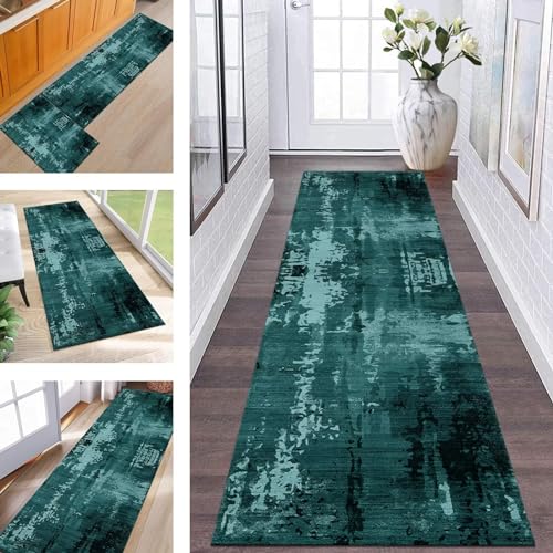 Wassly Teppich Läufer Lang Flur rutschfest waschbar Teppichmatte Küchenläufer 80X300CM Cyan Schwarz Korridor Läufer Teppich Küchenmat Meterware Flurteppich Dauerhaft Wohnzimmer Schlafzimmer Esszimmer Wassly Teppich Läufer Lang Flur rutschfest waschbar Teppichmatte Küchenläufer 80X300CM Cyan Schwarz Korridor Läufer Teppich Küchenmat Meterware Flurteppich Dauerhaft Wohnzimmer Schlafzimmer Esszimmer von Wassly