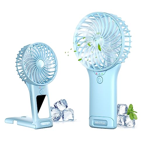 Handventilator, USB Wiederaufladbarer Tragbarer Mini Ventilator , Persönlicher Kleiner Leiser Handventilator 4 Geschwindigkeiten mit Spiegel, 2000mAh Akku Tischventilator für Büro Zuhause Reisen Handventilator, USB Wiederaufladbarer Tragbarer Mini Ventilator , Persönlicher Kleiner Leiser Handventilator 4 Geschwindigkeiten mit Spiegel, 2000mAh Akku Tischventilator für Büro Zuhause Reisen von Wastou