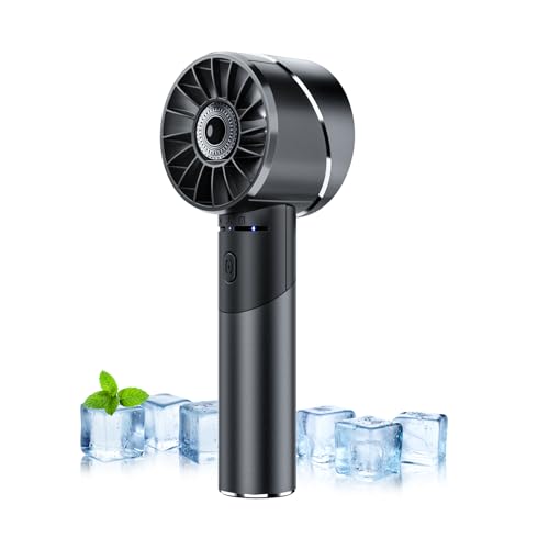 Wastou Handventilator, USB wiederaufladbarer tragbarer Turbo-Ventilator, 2600mAh Akku Mini Personal Fan, kleiner Taschenhandventilator für Reisen Camping Outdoor (Schwarz) von Wastou