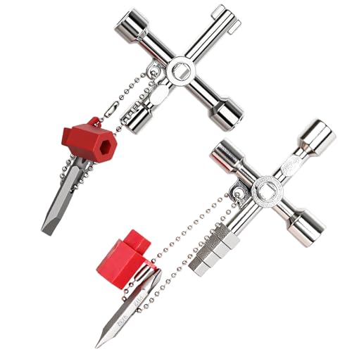 2 Stück Schaltschrankschlüssel, Pedalschlüssel Multifunktionsschlüssel Dreikantschlüssel Mülltonne Heizkörper Ventilschlüssel Universalschlüssel Schaltschrank Zinklegierung Vierkantschlüssel, Stil A+B von WatDenyFine
