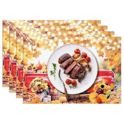 4er Tischset, Herbst Thema Tischsets Abwaschbar Platzdeckchen Platzset Tischsets Platzsets Abwaschbar Untersetzer Teller Untersetzer Tischuntersetzer für Platzteller Besteck, 45x30cm, Auto-Muster 4er Tischset, Herbst Thema Tischsets Abwaschbar Platzdeckchen Platzset Tischsets Platzsets Abwaschbar Untersetzer Teller Untersetzer Tischuntersetzer für Platzteller Besteck, 45x30cm, Auto-Muster von WatDenyFine