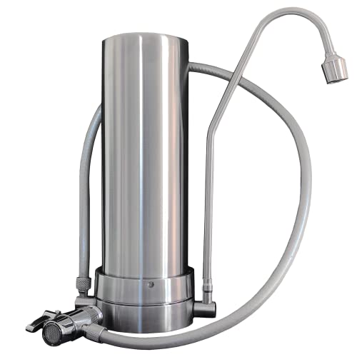 WatPass® INOX | Auftisch Wasserfilter | massives Edelstahlgehäuse | hochwertiger Silikonschlauch | geeignet für Verwirbler von WatPass