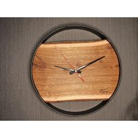 Moderne Wanduhr Aus Holz Und Metall ~40cm von WatWoodDatMutt