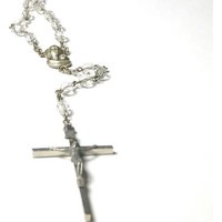 Vintage Italy Rosenkranz-Gewicht 32.3 Grams-Maria Und Jesus-Mutter Sohn-Silber Mit Kristall-Religiös-Spirituell-Gebete # 429 von WatchandWares