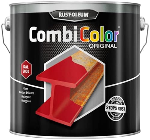 Rust-Oleum CombiColor Original - Einschichtig für Metallschutz direkt auf Rost, Grundierung und Deckschicht in einem - 2,5L (Feuerrot RAL3000) von Watco