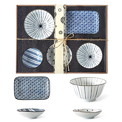 Watenkliy Geschirr Set, Japanisch Sushi Set aus Porzellan 6-teilig Geschirr Set (Stil 4) von Watenkliy