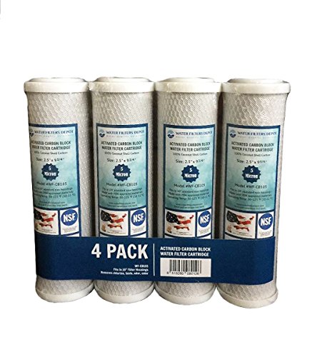 WFD, wf-cb105 6,3 cm X9–3/4 Aktivkohle Block Wasserfilter Kartusche, Passen in 25,4 cm Standard-Größe Gehäuse von Selbsteinbau Umkehrosmose (RO) Oder Filtration Systeme (5 Mikron) 5 Micron Weiß von Water Filters Depot (WFD)