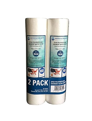 WFD WF-SP101 Sediment-Wasserfilterkartusche, gesponnenes Polypropylen, passt in 25,4 cm Standard-Größe Gehäuse von Untertisch-RO oder Filtersystemen (2 Stück) von Water Filters Depot (WFD)