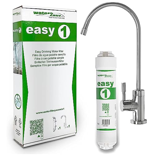 Water2Buy Easy1 Wasserfiltersystem, liefert 6000 l (1300 Imp.Gal) sauberes Wasser für 6–12 Monate,NSF/FDS/ISO 9001&14001 zertifiziert, Wasserfilterhahn unter der Spüle, einfaches DIY-Kit,Modell:W2BE1B von Water2buy