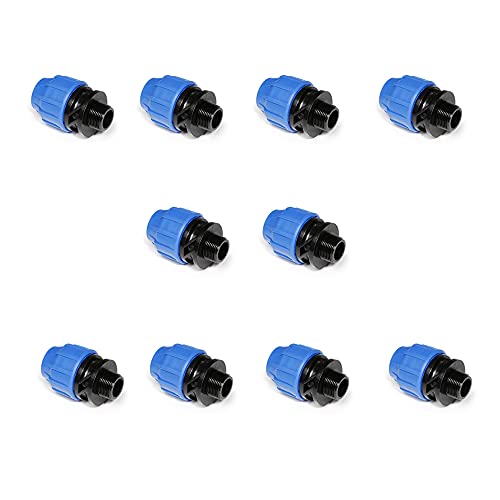 WaterShop 10 Pz. Raccordo Maschio a Compressione ø 16 x 1/2" 55910-1-B-10, Blau + von WaterShop