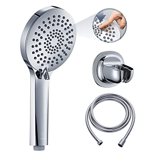Duschkopf Set 3 Funktionen Flüssigsilikon - Duschkopf Set mit Schlauch und Halterung Hochdruck und Wassersparend, Universal mit G1/2 Zoll Anschluss Verchromter Brausekopf für alle Familienmitglieder von WaterSong