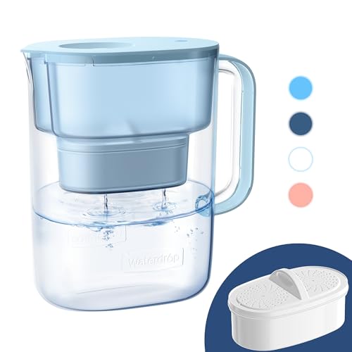 Waterdrop Lucid Wasserfilterkrug mit 1×90-Tage-Filter, 3,5 l, reduziert Fluorid, Chlor und mehr, NSF-zertifiziert, BPA-frei, Blau (Ersatzfilter: WD-PF-01A Plus) von Waterdrop
