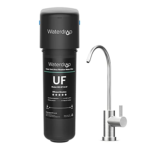 Waterdrop 10UB-UF Unterbecken-Wasserfilter für Baçt-ria Reduzierung, NSF/ANSI 42 zertifiziert, 0,01 μm Ultra-Filtration, mit speziellem Wasserhahn, 30.000 Liters hohe Kapazität, ideal für Mieten von Waterdrop