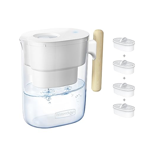 Waterdrop Chubby NSF Zertifizierte Wasserfilterkrug 3.5 Liter mit 4×90 Tage Filterkartusche, Reduziert Fluorid, Chlor und Mehr, BPA-frei, Weiß (Ersatzfilter: WD-PF-01A Plus) von Waterdrop