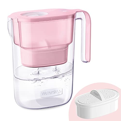 Waterdrop Elfin Kühlschrank Wasserfilterkrug mit 1×90 Tage Filterkartusche, Reduziert Fluorid, Chlor und Mehr, 2.5L, NSF Zertifizierter, BPA Frei, Rosa (Ersatzfilter: WD-PF-01A Plus) von Waterdrop