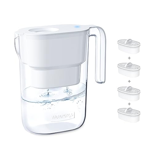 Waterdrop Elfin NSF Zertifizierter 2.5L Kühlschrank Wasserfilterkrug mit 4×90 Tage Filterkartusche, Reduziert Fluorid, Chlor und Mehr, BPA Frei, Weiß (Ersatzfilter: WD-PF-01A Plus) von Waterdrop