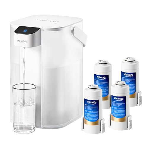 Waterdrop Instant Eletric Wasserfilter Kanne, 3.5L 3 Monate Wasserfilter Outdoor Trinkwasser System, Reduziert Chlor, Blei, Quecksilber, PFAS, PFOA/PFOS, Weiß (mit 4 757 Liter Filter) von Waterdrop