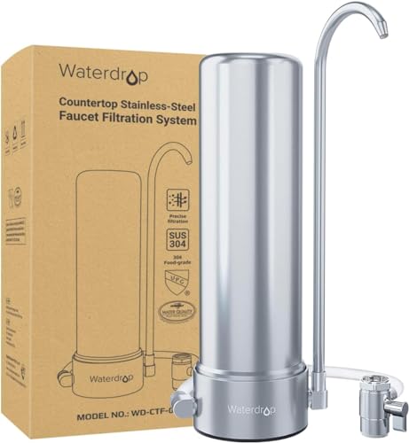 Waterdrop WD-CTF-01 Auftischfilter, 5-Stufiger Edelstahl Trinkwasser Filtersystem, Langlebiger Wasserhahn Wasserfilter, Reduziert Chlor, Schwermetalle, Schlechter Geschmack (1 Filter Enthalten) von Waterdrop