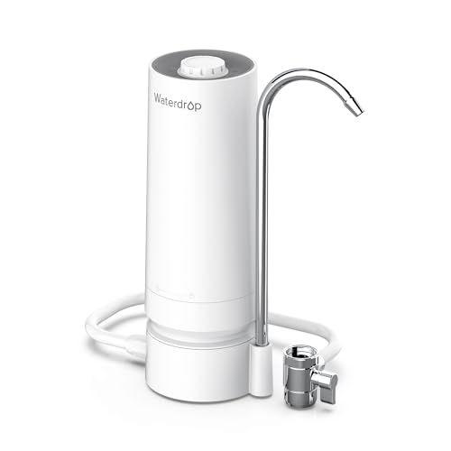 Waterdrop WD-CTF-05 Countertop Wasserfilter, 4000 Gallonen Wasserhahn Wasserfilter mit Filter Life Reminder, Reduziert Schwermetalle, Schlechten Geruch und 99% Chlor (1 Filter Enthalten) von Waterdrop