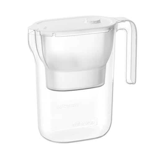 Waterdrop Wasserfilter Kanne Kühlschrank Wasserfilterkrug mit 3-Monats-Filter, 2,5 L, Reduziert Fluorid, Chlor und Mehr, NSF-zertifiziert, BPA-frei, Weiß (Ersatzfilter: WD-PF-01A Plus) von Waterdrop