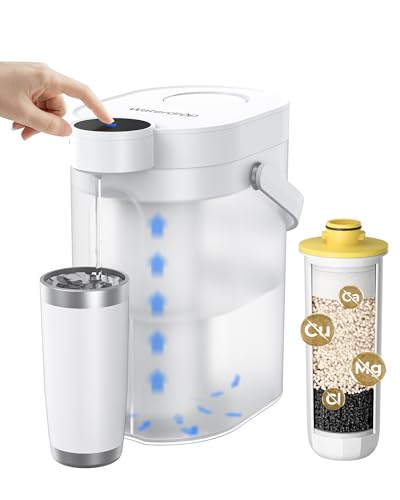 Waterdrop WD-ED11W Wiederaufladbarer Elektrischer Wasserfilterkrug, 3,5L Wasserenthärter Kalkfilter 3 Monate Langlebiger Sofortiger Wasserfilter Dispenser, Reduziert Calcium, Magnesium +70 Schadstoffe von Waterdrop