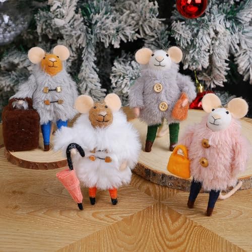 Watereem Set mit 4 weihnachtlichen Filzmaus-Ornamenten, 12,7 cm, Mini-Mäuse zum Aufhängen von Weihnachtsbaum, Kranz, Wolle, Weihnachts-Tischdekoration, Tierhandwerk für Urlaub, Ostern, Geschenke Watereem Set mit 4 weihnachtlichen Filzmaus-Ornamenten, 12,7 cm, Mini-Mäuse zum Aufhängen von Weihnachtsbaum, Kranz, Wolle, Weihnachts-Tischdekoration, Tierhandwerk für Urlaub, Ostern, Geschenke von Watereem