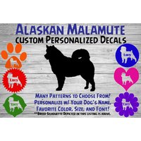 Alaskan Malamute Hund Personalisiert Silhouette Vinyl Aufkleber - Hunderasse Aufkleber-Auto Fensteraufkleber-Haustier Geschenk-Custom Pet Sticker von WaterfallGlenDesigns