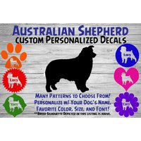Australian Shepherd Personalisiert Hund Silhouette Vinyl Aufkleber - Hundesticker Fensteraufkleber Autoaufkleber Hundename Tumbler Custom von WaterfallGlenDesigns