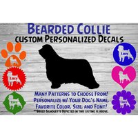 Bärtige Collie Personalisiert Hund Silhouette Vinyl Aufkleber - Fensteraufkleber Autoaufkleber Name Tumbler, Phone Custom von WaterfallGlenDesigns