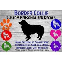 Border Collie Personalisiert Hund Silhouette Vinyl Aufkleber - Hundesticker Fensteraufkleber Autoaufkleber Hundename Tumbler Namensaufkleber von WaterfallGlenDesigns