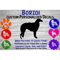Borzoi Personalisiert Hund Silhouette Vinyl Aufkleber - Fensteraufkleber Autoaufkleber Name Tumbler, Phone Art Custom von WaterfallGlenDesigns
