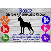 Boxer Personalisiert Hund Silhouette Vinyl Aufkleber - Fensteraufkleber Autoaufkleber Name Tumbler, Phone Art Custom von WaterfallGlenDesigns