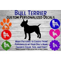 Bull Terrier Personalisiert Hund Silhouette Vinyl Aufkleber - Fensteraufkleber Autoaufkleber Name Tumbler, Phone Art Custom Bull Terrier Personalisiert Hund Silhouette Vinyl Aufkleber - Fensteraufkleber Autoaufkleber Name Tumbler, Phone Art Custom von WaterfallGlenDesigns