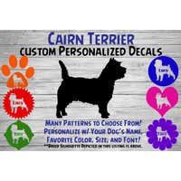Cairn Terrier Personalisiert Hund Silhouette Vinyl Aufkleber - Fensteraufkleber Autoaufkleber Name Tumbler, Phone Custom von WaterfallGlenDesigns