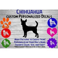 Chihuahua Personalisierter Hund Silhouette Vinyl Aufkleber - Hundesticker Fensteraufkleber Autoaufkleber Name Tumbler, Phone Art Custom von WaterfallGlenDesigns
