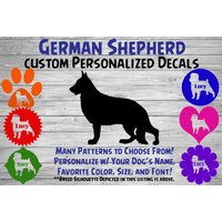 Deutscher Schäferhund Personalisiert Hund Silhouette Vinyl Aufkleber - Fensteraufkleber Autoaufkleber Hundename Tumbler, Telefon Custom von WaterfallGlenDesigns