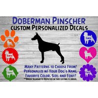 Doberman Pinscher Personalisiert Silhouette Vinyl Aufkleber - Hund Fensteraufkleber Autoaufkleber Name Tumbler Phone Custom von WaterfallGlenDesigns