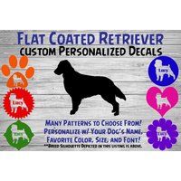 Flat Coated Retriever Personalisierte Silhouette Vinyl Aufkleber - Fensteraufkleber Autoaufkleber Hundename Tumbler, Telefon Personalisierter von WaterfallGlenDesigns