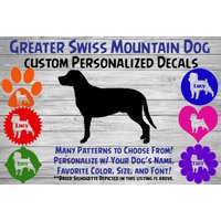 Gross Schweizer Berghund Personalisiert Silhouette Vinyl Aufkleber - Hund Fenster Auto Sticker Yeti Tumbler, Phone Custom Name von WaterfallGlenDesigns