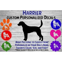 Harrier Personalisierter Hund Silhouette Vinyl Aufkleber - Fenster Auto Sticker Yeti Tumbler, Phone Custom Dog Name von WaterfallGlenDesigns