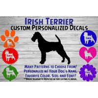 Irish Terrier Personalisierte Hund Silhouette Vinyl Aufkleber - Fenster Auto-Aufkleber Name Becher, Telefon Benutzerdefinierte von WaterfallGlenDesigns