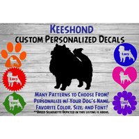 Keeshond Hund Personalisiert Silhouette Vinyl Aufkleber - Hunderasse Aufkleber-Auto Fensteraufkleber-Haustier Geschenk-Custom Pet Sticker Name von WaterfallGlenDesigns