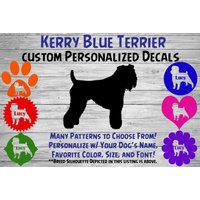 Kerry Blue Terrier Personalisiert Hund Silhouette Vinyl Aufkleber - Fenster Auto Sticker Yeti Tumbler, Phone Custom Dog Name von WaterfallGlenDesigns