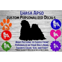 Lhasa Apso Personalisierte Hund Silhouette Vinyl Aufkleber - Fenster Auto Yeti Tumbler, Telefon Benutzerdefinierte Name von WaterfallGlenDesigns