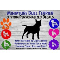 Miniatur Bull Terrier Personalisiert Hund Silhouette Vinyl Aufkleber - Sticker Fenster Auto Yeti Tumbler, Phone Custom Name Miniatur Bull Terrier Personalisiert Hund Silhouette Vinyl Aufkleber - Sticker Fenster Auto Yeti Tumbler, Phone Custom Name von WaterfallGlenDesigns