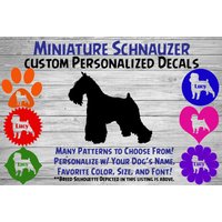 Miniatur Schnauzer Personalisiert Hund Silhouette Vinyl Aufkleber - Fenster Auto Sticker Yeti Tumbler, Phone Custom Dog Name von WaterfallGlenDesigns
