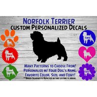 Norfolk Terrier Personalisiert Hund Silhouette Vinyl Aufkleber - Fenster Auto Sticker Yeti Tumbler, Phone Custom Dog Name von WaterfallGlenDesigns