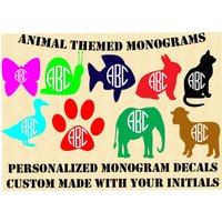 Personalisiertes Monogramm Aufkleber - Vinyl Aufkleber Schmetterling Schnecke Fisch Hase Katze Ente Pfote Elefant Schaf von WaterfallGlenDesigns