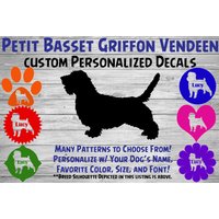 Petit Basset Griffon Vendeen Personalisiert Hund Silhouette Vinyl Aufkleber - Auto Custom Sticker Name von WaterfallGlenDesigns